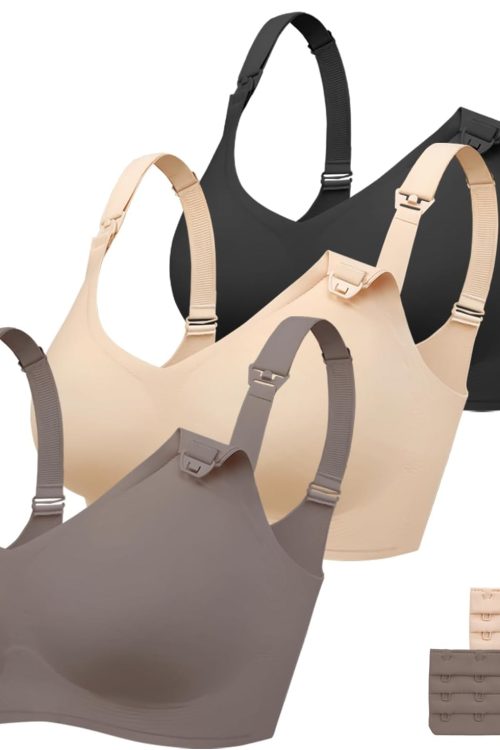 3 Pack Nursing Bras for Breastfeeding Comfort Maternity Bras for Pregnancy Wireless Seamless Breastfeeding Bras