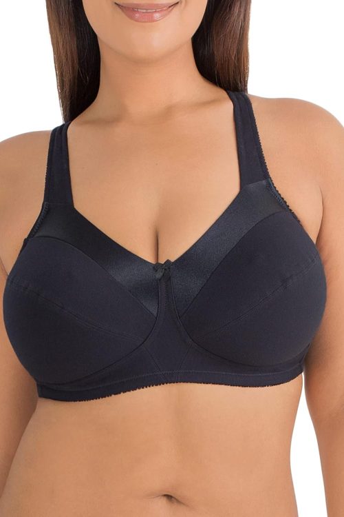 Women's Seamed Soft Cup Wirefree Cotton Bra with Satin Trim