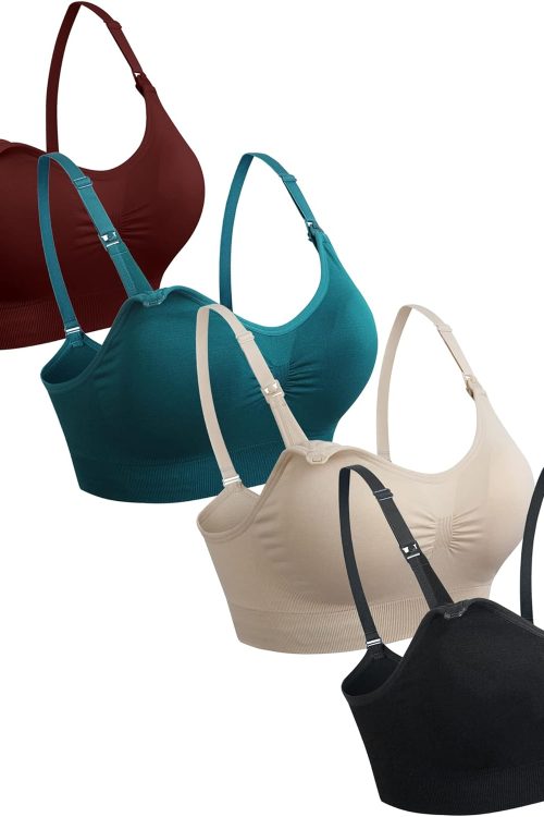 4Pack Nursing Bra for Breastfeeding Maternity Bras Push Up Silk Seamless Pregnancy Bralette Underwear
