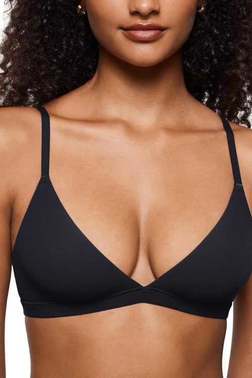 Women's Triangle Plunge Unlined Seamless Bra No Underwire Sexy Comfortable Everyday