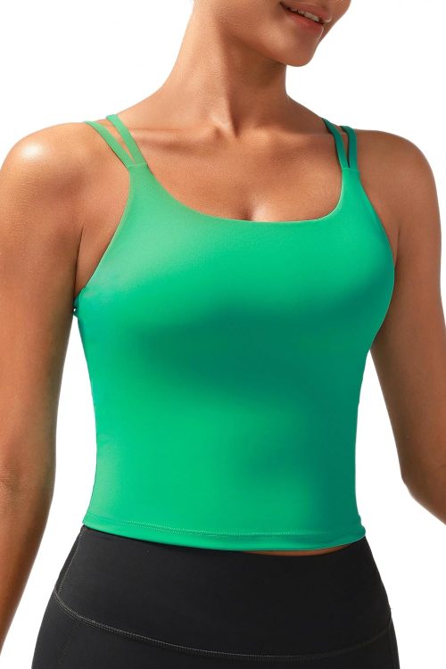 Sports Bras for Women, High Impact Running Strappy Longline Sports Bra Workout Crop Tops with Built in Bras