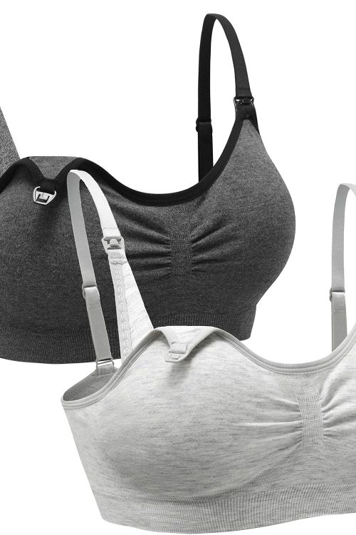 2PACK Nursing Maternity Bra for Pregnancy Women Breastfeeding Comfortable Sleeping with Extenders