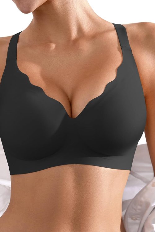 Seamless Wireless Bra for Women with Support - No Underwire Full Coverage Push Up Comfort Bras - Back Fat Smoothing