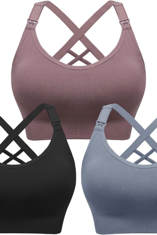 Nursing Bras for Breastfeeding, Seamless Nursing Sports Bra Support Yoga Maternity Bras Pregnancy Sleep Bralette